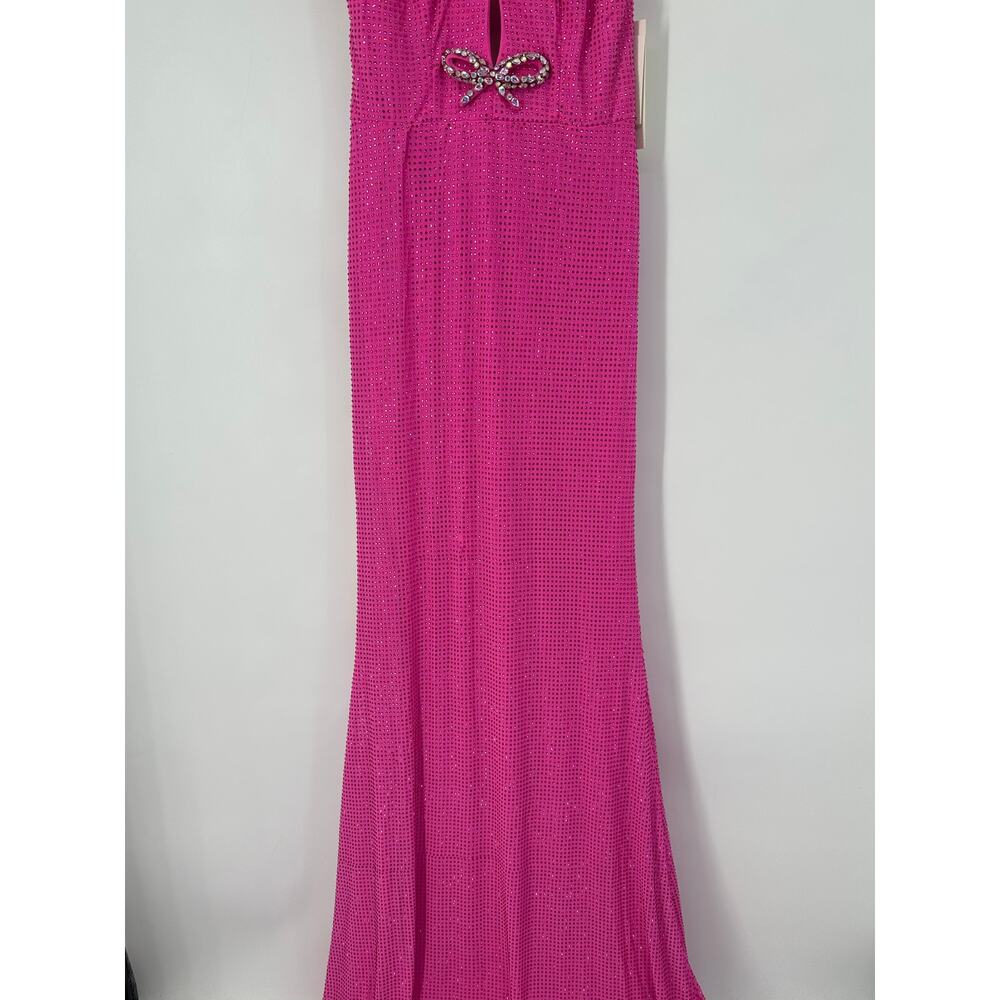 Portia & Scarlett PS25277 Maxi Dress Crystal Bow Halter Pageant Prom Formal Gown - Picture 6 of 9
